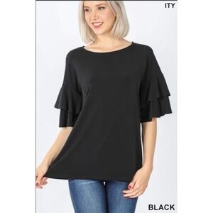 Zenana Ruffle Sleeve Top